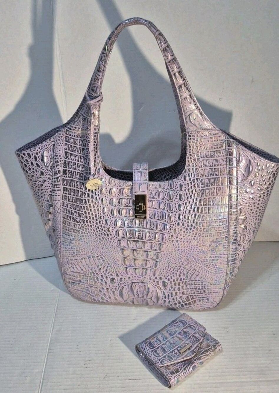 Brahmin Carla Handbag & Matching Wallet Violet Wonderland Iridescent Melbourne